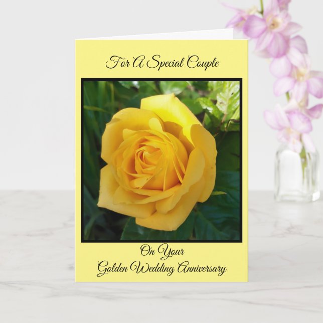 Yellow Rose Personalisiert 50. Hochzeitstag Karte (Orchidee)