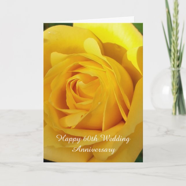Yellow Rose Personalisiert 60. Hochzeitstag Karte (Vorderseite)