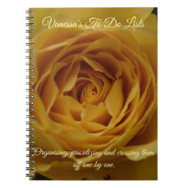 Yellow Rose Personalizable Name + Message Notebook Notizblock