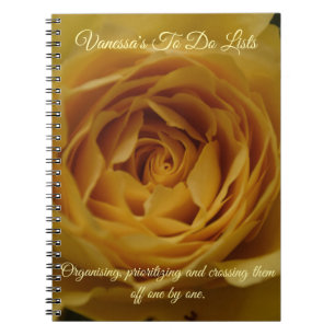 Yellow Rose Personalizable Name + Message Notebook Notizblock