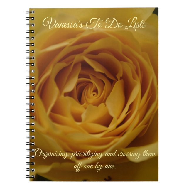 Yellow Rose Personalizable Name + Message Notebook Notizblock (Vorderseite)