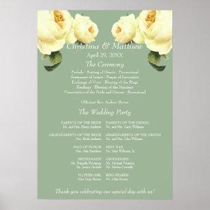 Yellow Rose sage Vintage Hochzeit Programm Poster