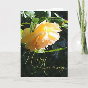 Yellow Rose Script Happy Jubiläumskarte Karte