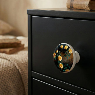 Yellow Rose Shabby Chic Floral Keramikknauf