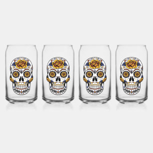 Yellow Rose Sugar Skull Dosenglas