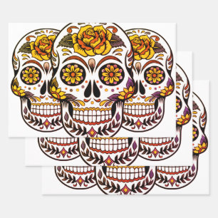 Yellow Rose Sugar Skull Geschenkpapier Set