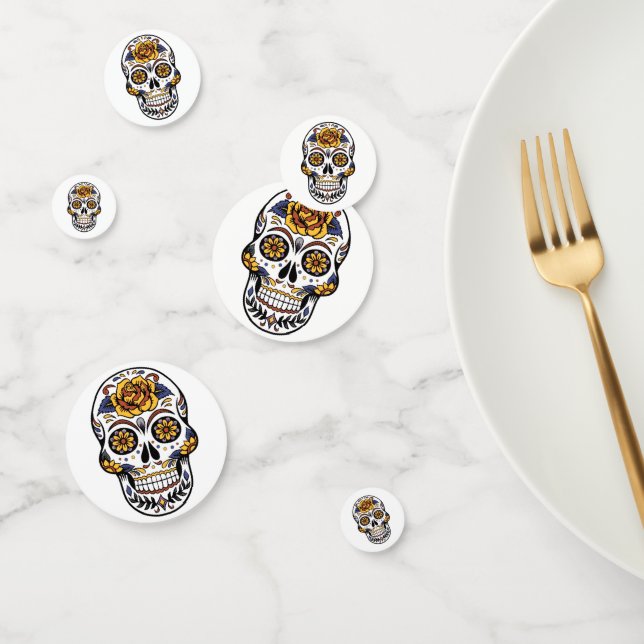 Yellow Rose Sugar Skull Konfetti (Gruppe)