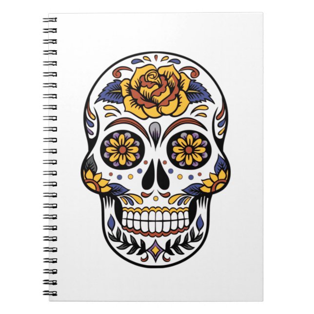 Yellow Rose Sugar Skull Notizblock (Vorderseite)