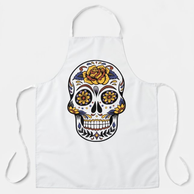 Yellow Rose Sugar Skull Schürze (Vorderseite)