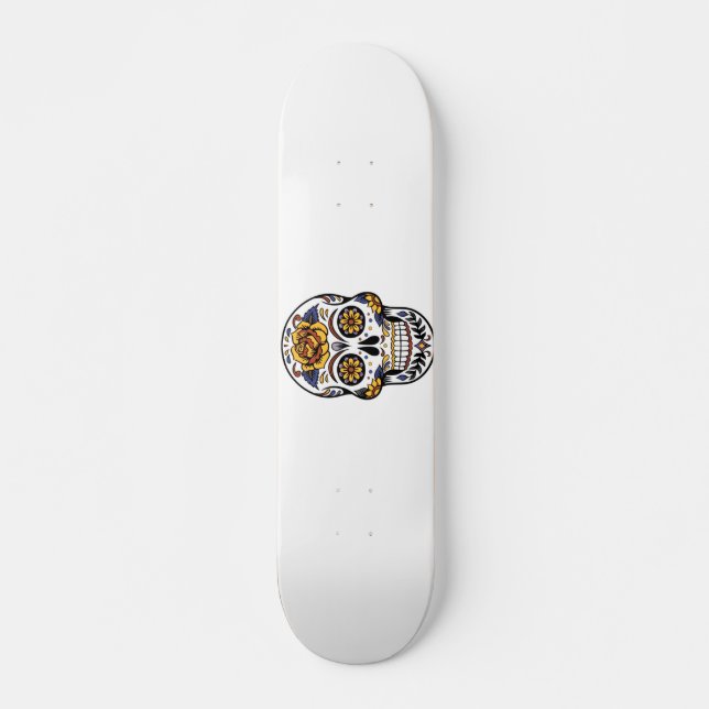 Yellow Rose Sugar Skull Skateboard (Vorne)