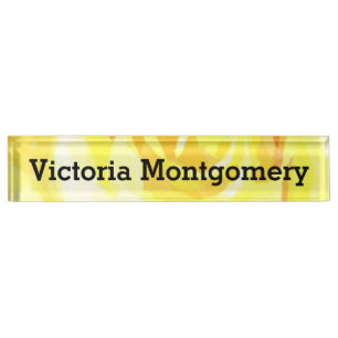 Yellow Rose Watercolor Schreibtisch Name Plakat Namensplakette