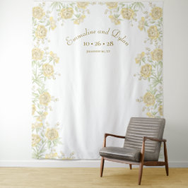 Yellow Rose Wedding Photo Backdrop Wandteppich