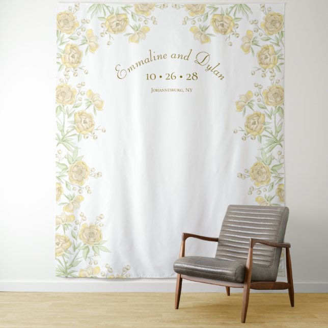 Yellow Rose Wedding Photo Backdrop Wandteppich (Beispiel)