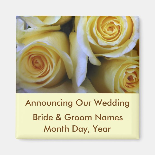 Yellow Rose Wedding Save the Date Magnet (Vorne)