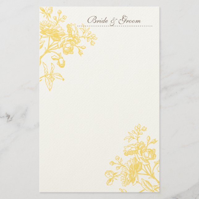 Yellow Rose Wedding Stationery Briefpapier (Vorderseite)