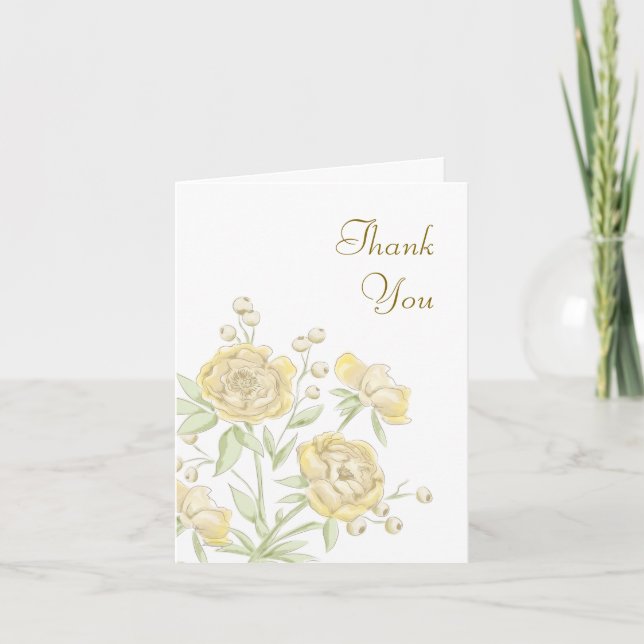 Yellow Rose Wedding Thank You Cards Einladung (Vorderseite)