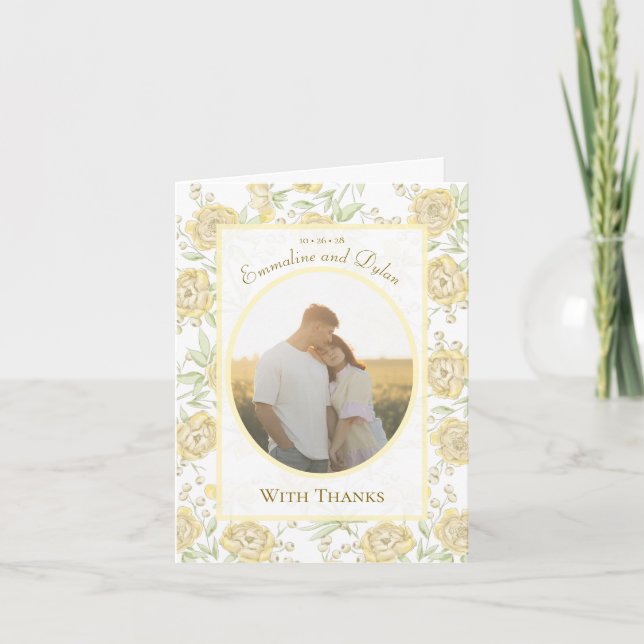 Yellow Rose Wedding Thank You Cards Photo Einladung (Vorderseite)