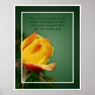 Yellow Rosenknospe Life Attitude Zitat Inspiration Poster