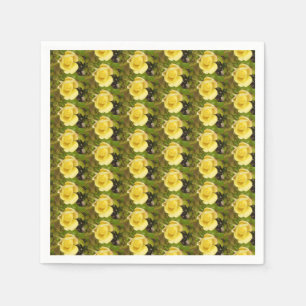 Yellow Rosenknospe Paper Napkins Serviette