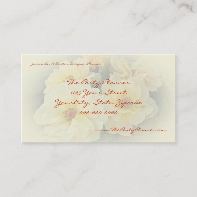 Yellow Roses Business Card Visitenkarte (Vorderseite)