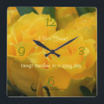 Yellow Roses Clock-personalize your way Quadratische Wanduhr<br><div class="desc">Anyone that loves yellow roses will absolutely love this clock. Choices also include size and shape. This clock makes a wonderful gift choice for mother's day, birthdays, anniversaries, valentine day, Christmas, a new home, or a just because for a best friend. To see matching cards, stamps and gift items, go...</div>