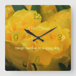 Yellow Roses Clock-personalize your way Quadratische Wanduhr