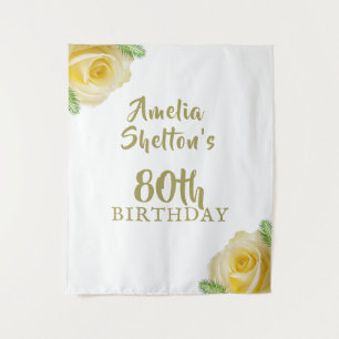 Yellow Roses Floral 80. Geburtstagsparty Hintergru Wandteppich
