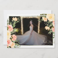 Yellow Roses Frame Danke an die Fotokarte