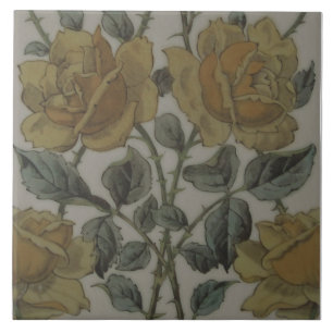 Yellow Roses Maw & Co Print & Tint Repro 1800 Fliese