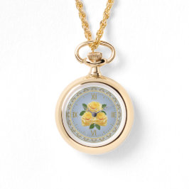 Yellow Roses Necklace Watch Armbanduhr