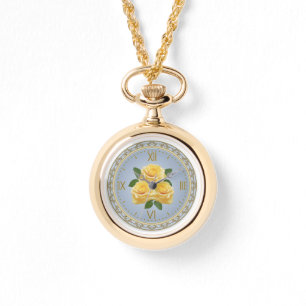 Yellow Roses Necklace Watch Armbanduhr