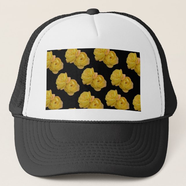Yellow Roses on Black,_ Truckerkappe (Vorderseite)