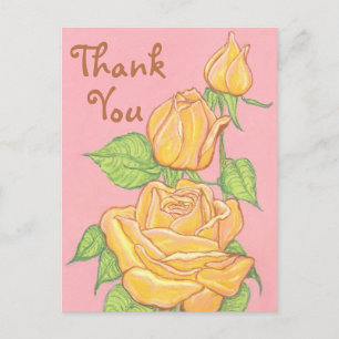 Yellow Roses Vielen Dank Postcard 2 Postkarte