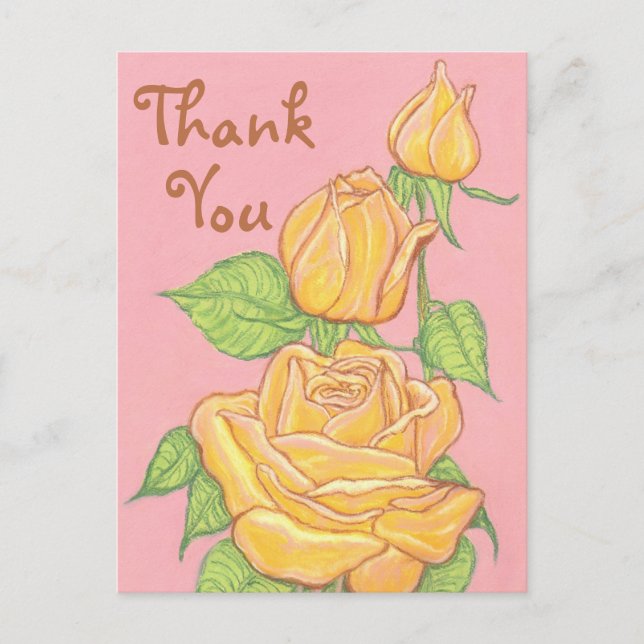 Yellow Roses Vielen Dank Postcard 2 Postkarte (Vorderseite)