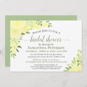 Yellow Roses Watercolor Boho Brautparty Einladung