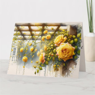 Yellow Roses Watercolor Garden Karte