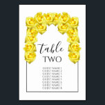 Yellow Roses Wedding Guest Names Tischnummer<br><div class="desc">Dieses Design zeichnet sich durch rustikale gelbe Rosen aus. Die gelben Rosen werden durch einen eleganten, schwarz gesäumten Rahmen ergänzt. Die gelben Farbtöne der Blume der Rose schaffen ein rustikales, blumengeschmücktes Ambiente. Elegantes Hochzeitskartendesign mit modernen Tischnummern. Auch die passenden Hochzeitseinladungen und andere Schreibwaren sind verfügbar. Passen Sie die Anzahl an...</div>