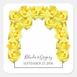 Yellow Roses Wedding Quadratischer Aufkleber
