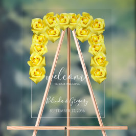 Yellow Roses Wedding Willkommenszeichen Acrylschild