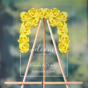 Yellow Roses Wedding Willkommenszeichen Acrylschild