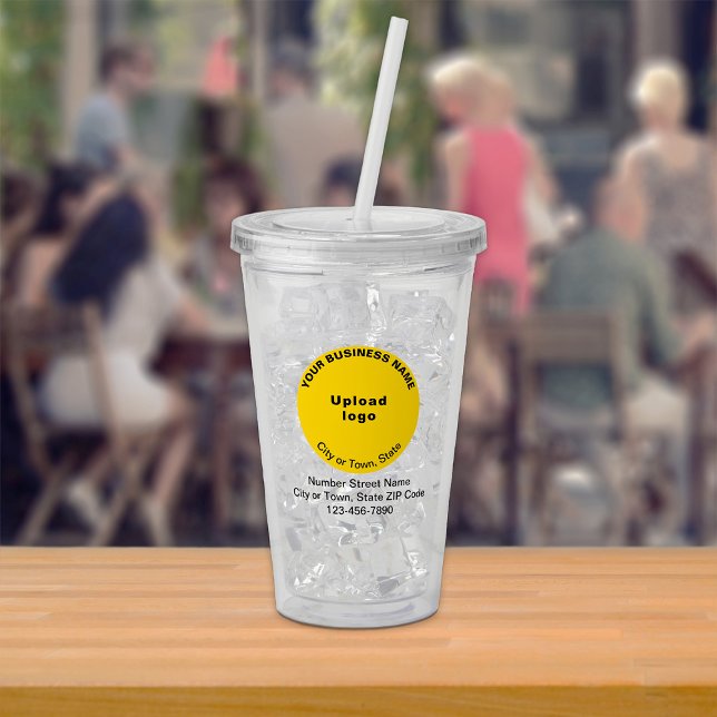 Yellow Round Business Brand on Acrylic Tumbler Acryltrinkbecher (Yellow round business brand on acrylic tumbler)