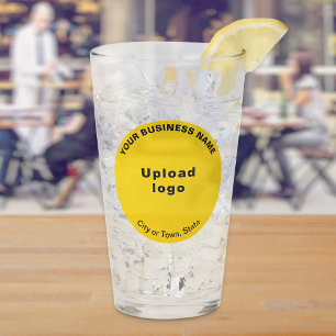 Yellow Round Shape Business Brand on Glass Cup Glas