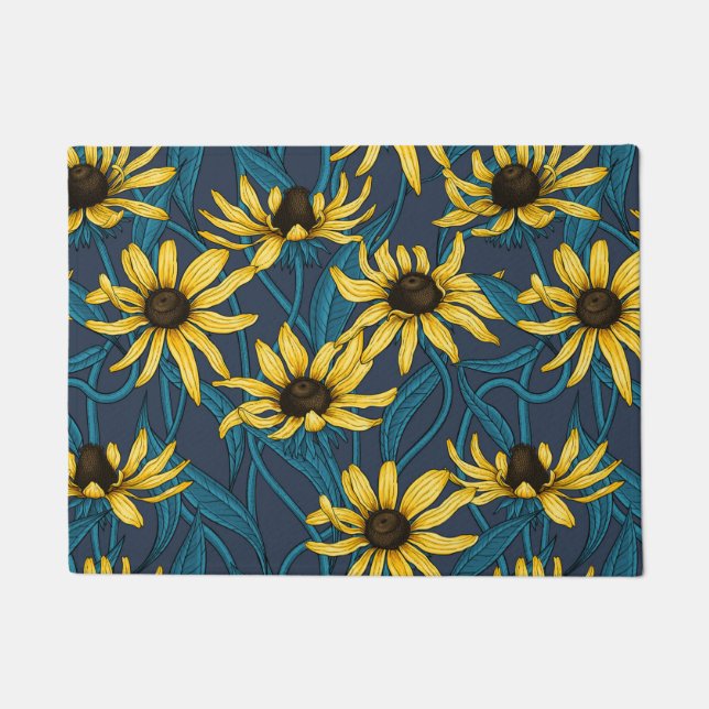 Yellow Rudbekia auf der Marine Fußmatte (Vorderseite)