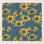 Yellow Rudbekia auf der Marine Schal<br><div class="desc">Handgemalt Vektormuster mit gelben rudbekischen Blume</div>