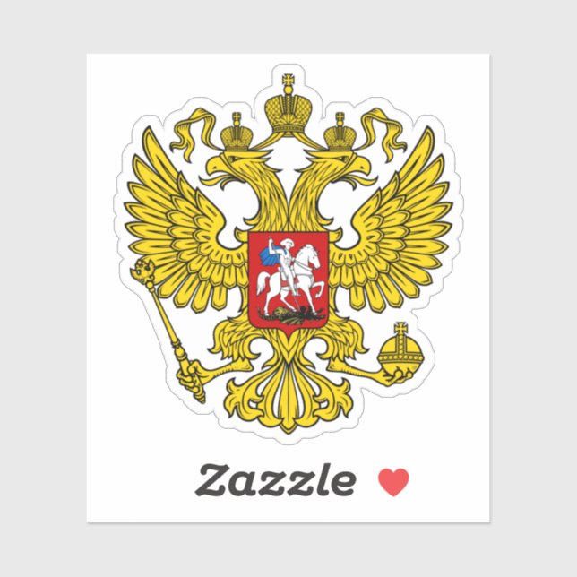 Yellow Russian Imperial Double Headed Eagle Emblem Aufkleber (Blatt)
