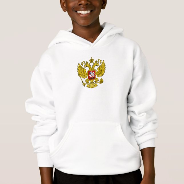 Yellow Russian Imperial Double Headed Eagle Emblem Hoodie (Vorderseite)