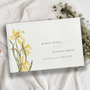 Yellow Rustic Daffodil Floral Watercolor Wedding Gästebuch