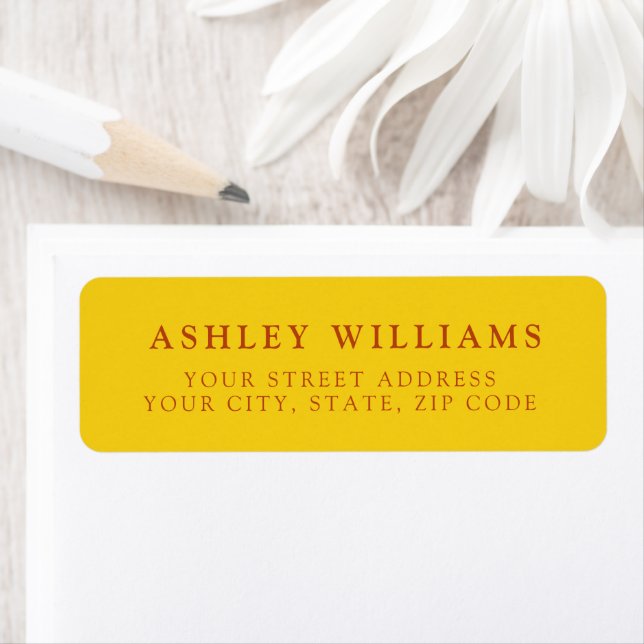Yellow Rustic Minimalist Elegant Return Stickers (Insitu)