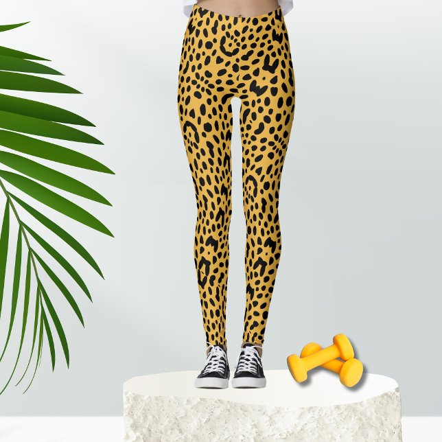 Yellow Safari Leopard der 80er Jahre Print Leggings (Von Creator hochgeladen)