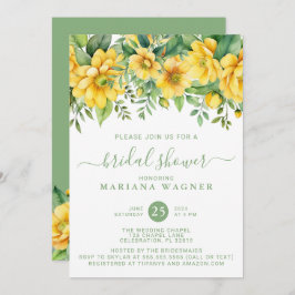 Yellow Sage Green Floral Bridal Shower Einladung
